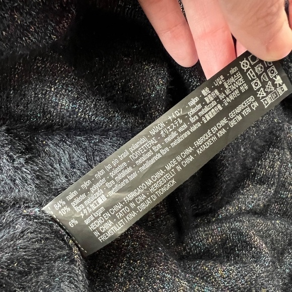 NEW ZARA Woman Midi Black Metallic Fuzzy Knit Cozy Sweater Dress Medium - Picture 13 of 14